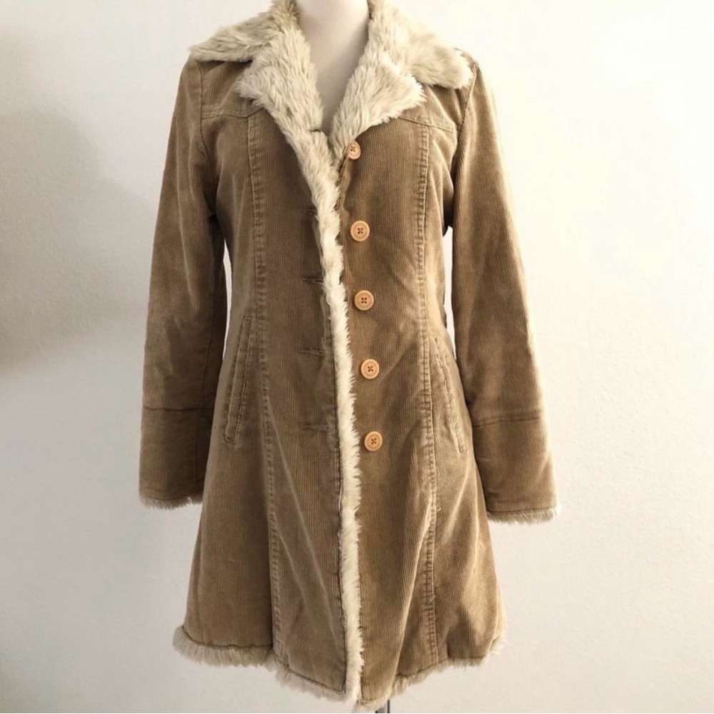 Steve Madden Cream Teddy Jacket with Faux Fur Trim